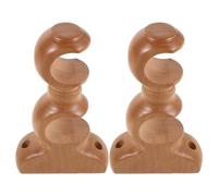 ROMISBABA 2 Piezas Soportes Dobles de Madera para Barra de Cortina de Soporte Resistente para Varillas de Cortinas Montura Segura para Cocina y Dormitorio Color Beige