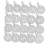 ROMISBABA 20 Piezas Etiquetas Redondas Numeradas Inoxidable Identificadores Metálicos Resistentes para Llaves Equipaje y Casilleros Etiquetas Grabadas Duraderas