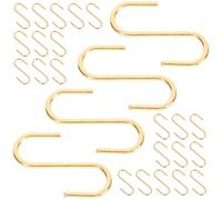 ROMISBABA 25 Ganchos en Forma de S de Hierro Mini Colgadores Decorativos 8X22 MM en Color Dorado Paquete de 25 Unidades para Colgar Joyas Llaves y Carteras en Interiores y Hogar