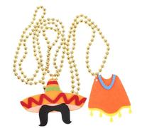 ROMISBABA 2piezas Collar Mexicano Creativo Para Cinco De Mayo Adorno De Fiesta Diseño De Sombrero y Cactus Accesorio Divertido Para Carnaval y Celebraciones