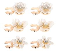 ROMISBABA 3 Pares Gemelos de Manga Forma de Flor y Gemas de Imitación para Mujer, Ligeros y Cómodos, de Aleación Beige para Fiestas Elegantes y Oficina