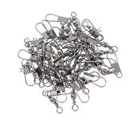 ROMISBABA 30 Piezas Conjunto Conectores de Pesca Giratorios Tipo Barril con Rodamiento de Bolas Clips Rápidos Negros Resistentes Accesorios para Anzuelo y Señuelos Enlace Flexible para Agua
