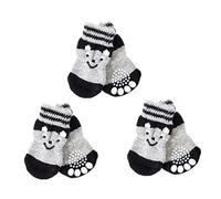 ROMISBABA 3pares Calcetines Antideslizantes para Perros De Calzado De Diseño Creativo y Talla Protección para Mascotas Interiores Grises Osito