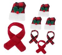 ROMISBABA 4 Juegos Mini Sombreros de Santa y Bufandas con Estampado de Cuadro Escocés para Fiesta y Centro de Mesa