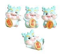ROMISBABA 4 Piezas Figuras Miniatura de Dragón de Resina Azul Decoración para Interior de Coche y Hogar Adorno Feng Shui para Año Chino Regalo para Amantes de Dragones y Decoración Temática