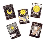 ROMISBABA 5 piezas Broches de Aleación con Esmalte de Temática Tarot de Diseño Creativo y Duradero Accesorios Decorativos para Chalecos y Vestidos para Ocasiones Especiales