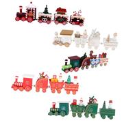 ROMISBABA 5 Piezas Tren de Madera Decorativo para Navidad Adorno de Escritorio con Diseño y Colores Cálidos para Festivo y Regalo Infantil