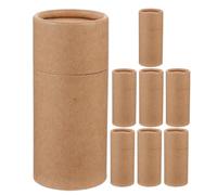 ROMISBABA 8 Tubos de Cartón Marrón para Botellas de Aceite Esencial de 50ml con Tapa Segura, Caja de Papel Redonda Hecha a Mano para Organización en Casa o Viaje