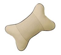 ROMISBABA Almohada Cervical Para Reposacabezas De Coche De Algodón y Piel Sintética, Cojín Ergonómico Forma De Hueso Beige, Soporte Para Cuello Para Adultos, Uso Coche y Hogar, Cómoda y Transpirable