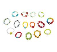 ROMISBABA Anillos Cuentas y Flores para Adolescentes Anillos de Flores Elásticos Multicolor Juego de 15 Piezas para Mujeres y Niñas Joyería Estética para Uso Diario