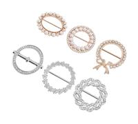 ROMISBABA Anillos y Pinzas para Bufanda y Camiseta, Hebillas Metálicas Gemas de Imitación, Set de 6 Piezas, Accesorios para Mujer, Uso en Ropa y Bufandas, Diseño Redondo y Práctico