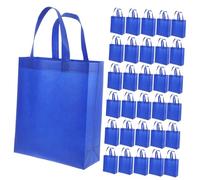 ROMISBABA Bolsa De Tela No Tejida Grande 25x30x10 Cm Azul Real Resistente Plegable Reutilizable para Compras y Almacenamiento, 30 Unidades, Uso Diario y Supermercado