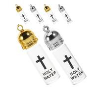 ROMISBABA Botellas de Vidrio para Agua Sagrada Cruz Set 6 Piezas Grandes 3 Plateadas y 3 Doradas Recipientes Herméticos para Ceremonias Religiosas Viajes y Rituales Cristianos