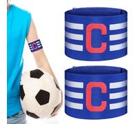 ROMISBABA Brazaletes de Capitán de Fútbol 2 Piezas 35X7 CM Azul Pulseras Deportivas Elásticas de Poliéster para Identificación de Líderes en Equipos y Actividades al Aire Libre