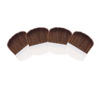 ROMISBABA Brocha para Polvos de Maquillaje 4 Piezas Mini Plana Semi-cuadrada Mango Blanco y Cerdas Marrones, Pincel para Rubor y Polvos, Herramienta Ligera y Portátil para Maquillaje Facial