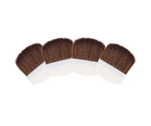 ROMISBABA Brocha para Polvos de Maquillaje 4 Piezas Mini Plana Semi-cuadrada Mango Blanco y Cerdas Marrones, Pincel para Rubor y Polvos, Herramienta Ligera y Portátil para Maquillaje Facial