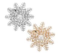 ROMISBABA Broche de Perlas Simuladas y Copo de Nieve Gemas de Imitación, 2 Piezas, Diseño Elegante para Mujer, Accesorio de Moda para Suéteres y Camisas en Invierno, Obsequio Navidad Unisex