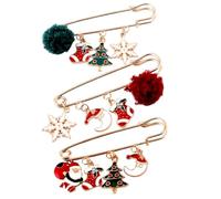 ROMISBABA Broche Navideño Decorativo de Aleación 3 Piezas para Mujer, Pin de Solapa para Bufanda, Suéter y Sombrero, Accesorio Festivo para Navidad y Fiestas, Diseño Múltiple y Duradero