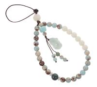 ROMISBABA Cadena para Teléfono Móvil de Agalmatolita Verde Cuerda Corta Estilo Chino para Colgar Muñeca Correa Ligera y Decorativa Compatible con Varios Dispositivos