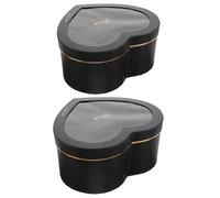 ROMISBABA Cajas de Obsequio Negras en Forma de Corazón para San Valentín, Papel Ventana Transparente, Set de 2 Tamaños (grande y Pequeño), Caja Vacía para Perfumes, Flores y Maquillaje,