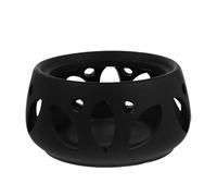 ROMISBABA Calentador de Tetera Cerámica Negro Base Aislante Hueca, Soporte para Calentar Té y Alimentos, Adecuado para Hogar, Oficina y Cafetería, Calentador Té Retro Práctico