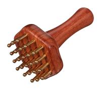 ROMISBABA Cepillo de Masaje Manual de Latón Mango de Madera Ergonómico Herramienta Multifuncional para Meridianos Masaje de Cuero Cabelludo Espalda y Abdomen Portátil para Bienestar y