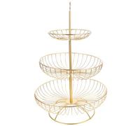 ROMISBABA Cesta de Frutas de Metal Dorado de 3 Niveles Soporte Escalonado para Cocina y Encimera Organizador Multiusos para Almacenar Frutas y Verduras Cesta Resistente para Hogar y