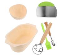 ROMISBABA Cestas de Silicona para Fermentación de Pan Banneton Ovaladas Gran Capacidad Antiadherentes con Accesorios Completo para Hornear Pan Casero Incluye Cuchillo Batidor Rascador y