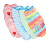 ROMISBABA Chaleco de Franela para Perros Pequeños 4 Piezas Ropa de Otoño sin Mangas Diseño Cálido Estampados de Corazón Oruga Caballito y Caracol Adecuado para Mascotas Pequeñas como