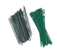 ROMISBABA Cintas de Atar Plantas de Jardín Verdes 300 Unidades 150 de 17 CM 150 de 135 CM Bridas Flexibles de Plástico Ecológico Diseño Espina de Pescado para Árboles y Plantas
