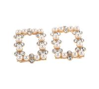 ROMISBABA Clips de Zapatos Decorativos Imitación y Perla Falsa Accesorios de Hebilla Rectangular con Brillo para Boda Fiesta y Uso Casual