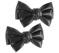 ROMISBABA Clips para Zapatos Lazo de Cuero Negro, Adornos Decorativos para Tacones Altos que Realzan la Apariencia, Ideales para Fiestas y Citas,