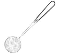 ROMISBABA Colador de Araña de Acero Inoxidable Pequeño, Cesta de Malla para Colar Fideos, Espumadera con Mango Antideslizante Negra para Cocina y Fritura, Utensilio Doméstico para Escurrir