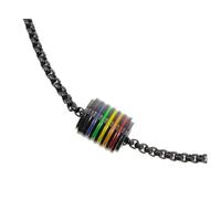 ROMISBABA Collar Cilíndrico de Acero Inoxidable Negro Colgante Arcoíris Unisex, Cadena Amistad Resistente y Joyería Inspiradora para Uso Diario y Obsequio