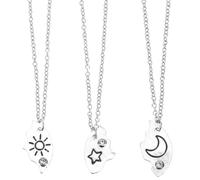 ROMISBABA Collar de Pareja de 3 Piezas Colgantes y Luna en Aleación de Plata, Diseño a Juego Elegante para Compañeros y Familiares en Graduación