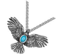 ROMISBABA Collar Vintage para Hombre Águila Acero de Cadena Decorativa y Piedra Turquesa Azul Estilo Retro Adecuado para Uso Diario y Eventos