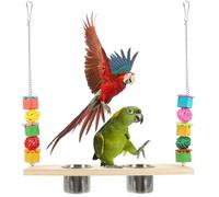 ROMISBABA Columpio para Pájaros con Comedero y Soporte de Acero Inoxidable, Juguete para Loros y Periquitos Que Mantiene Entretenida y Dinámica a Tu Mascota
