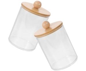ROMISBABA Contenedor de Dientes y Porta Hisopos de Algodón Transparente, Diseño Práctico en Ps, 2 Piezas para Uso en Baño y Tocador