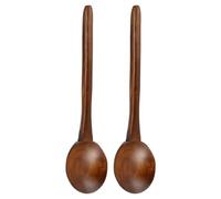 ROMISBABA Cuchara de Madera para Remover Mango Largo Set 2 Unidades Cuchara Sopera Rústica para Guisos y Ramen Utensilio de Cocina Natural para Proteger Sartenes Antiadherentes