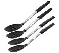ROMISBABA Cucharas de Silicona Resistentes al Calor para Cocinar Juego de 4 Piezas 2 Cucharas Lisas y 2 Ranuradas Utensilios Antiadherentes para Mezclar Servir y Hornear en Cocina