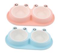 ROMISBABA Cuenco Doble para Gatos Diseño Anti Hormigas, Comedero de Plástico Base Antideslizante, Tamaño Compacto, Adecuado para Alimentación de Gatos Callejeros y Cachorros