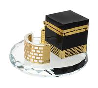 ROMISBABA Decoración del Hogar Islámica en Cristal Diseño Redondo y Forma de Kaaba, Pieza Artesanal para Escritorio y Vehículo, Recuerdo de Arabia Saudita Único y Exquisito