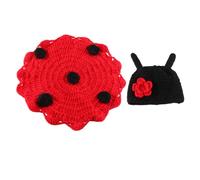ROMISBABA Disfraz Capa Elástica Roja para Niño Recién Nacido de Mariquita en Lana Fina Tejido a Crochet para Sesión de Fotos y Baby Shower