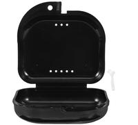 ROMISBABA Estuche Portátil para Prótesis Negro Caja Compacta y Resistente para Dentaduras Postizas Ventilación Caja de Almacenamiento Segura para Uso Exterior y Retenedores