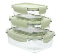 ROMISBABA Fiambrera de Vidrio Verde de 3 Piezas Múltiples Compartimentos, Resistente al Calor y Difícil de Romper, Adecuado para Escuela y Oficina