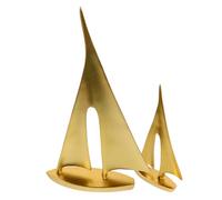 ROMISBABA Figuras de Barco Doradas de Resina 2 Piezas Decoración Náutica Moderna para Sala de Estar Oficina y Centro de Mesa Costero Figuras de Barco Pequeñas para Estantes y Muebles