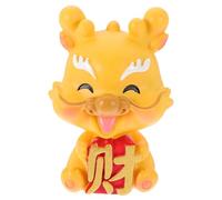 ROMISBABA Figurita de Dragón de Resina Miniatura Decoración de Escritorio con Cabeza Móvil Estatua Zodiacal Amarilla para Coche y Hogar Adorno de Dragón para Año