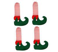 ROMISBABA Fundas para Patas De Mesa Navideñas 4 Piezas Colores Surtidos Poliéster Antirruido Decorativas para Protectores De Patas De Silla Uso Hogar y Fiesta