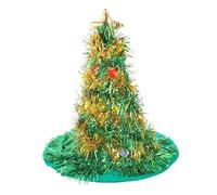 ROMISBABA Gorro de Navidad Iluminado de Tela No Tejida con Diseño de Árbol Color Verde con Cinta Dorada Tamaño Único para Fiesta Navideña y Disfraz Festivo Accesorio Ligero y Cómodo para