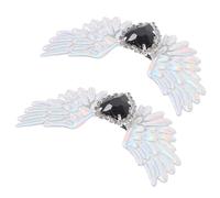 ROMISBABA Hebillas en Plata para Zapatos Estilo Gótico Alas de Ángel Adornos de Aleación y Pedrería para Complementar Calzado Elegancia y Originalidad